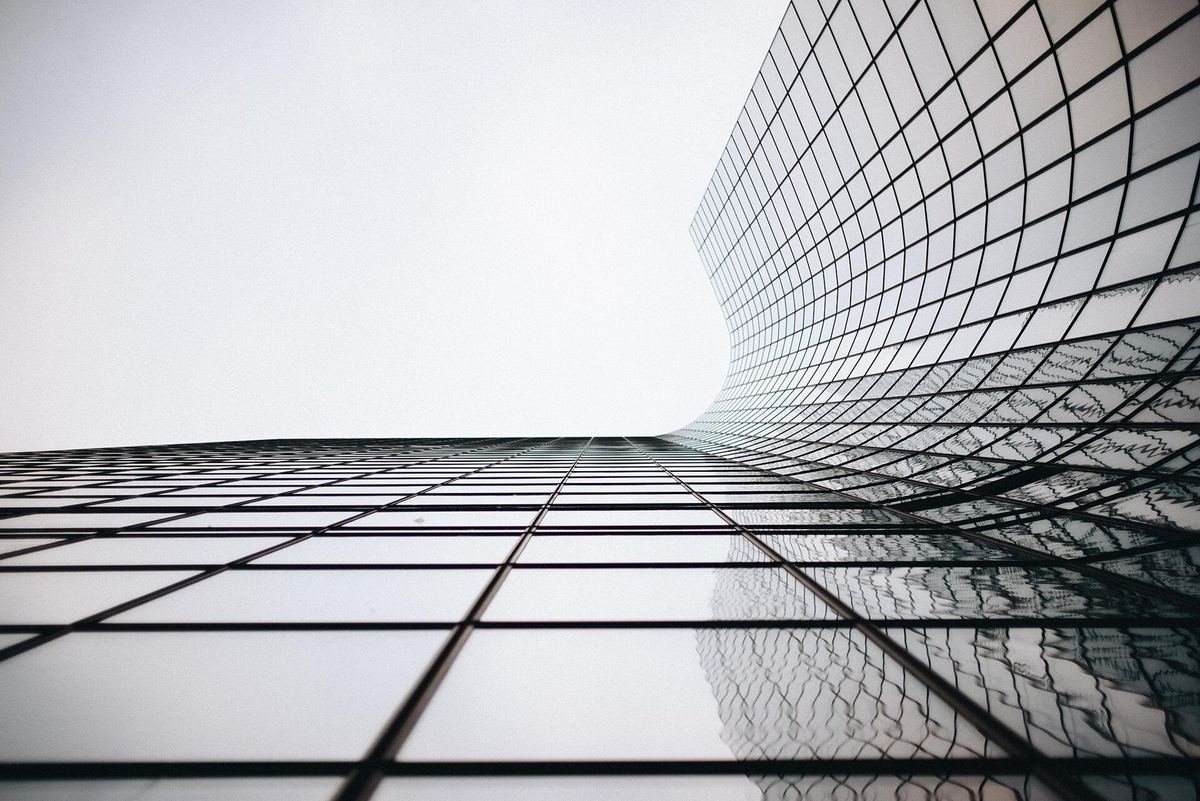 Glass office building facade