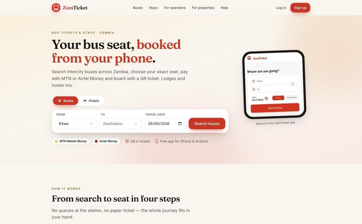 ZamTicket bus and hotel booking website