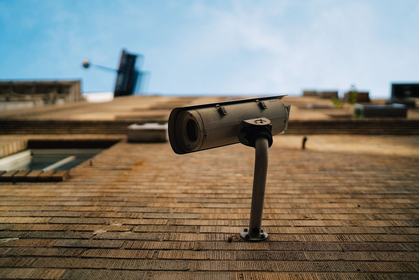 Outdoor CCTV camera mounted on a building